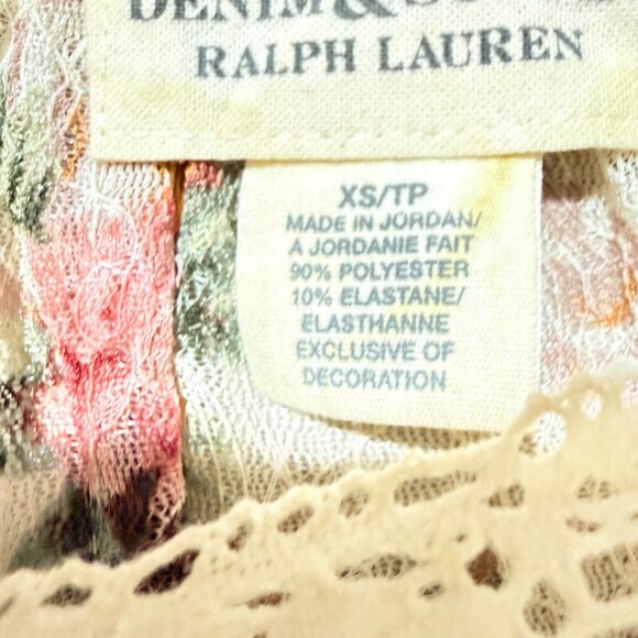 Denim & Supply Ralph Lauren Women's Blouse XS Floral Lace Romantic Cottagecore - Picture 5 of 8